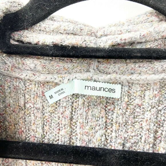 Maurices Medium Womens Taupe Colorful Knit Open Front Sleeveless Cardigan - Picture 3 of 6